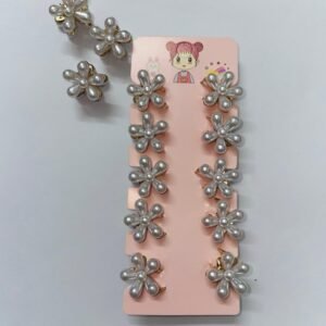 Korean Style Small Pearl Hair Claw Clips Mini Pearl Claw Clips with Flower Design, Womengems, Women gems. Pack of 10 Pcs